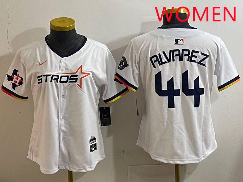 Women Houston Astros #44 Alvarez White three generations Joint Name Nike 2025 MLB Jersey style 9->women mlb jersey->Women Jersey